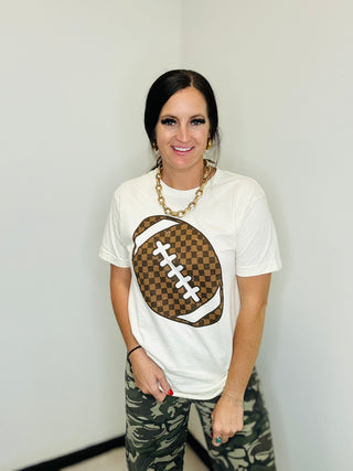 Checkered Football Game Day Graphic Tee-Graphic Tees-P&PD-Motis & Co Boutique, Women's Fashion Boutique in Carthage, Missouri