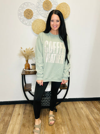 Coffee Weather Long Sleeve Graphic Sweatshirt-graphic Sweatshirt-Motis-Motis & Co Boutique, Women's Fashion Boutique in Carthage, Missouri