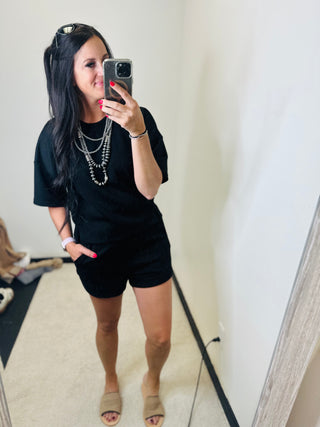 Gail Half Sleeve Black Scuba Top-Short Sleeves-Jodifl-Motis & Co Boutique, Women's Fashion Boutique in Carthage, Missouri