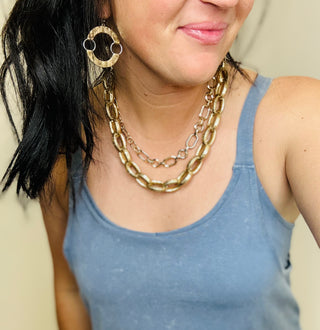 Biloxi Bold Gold Tone Necklace-Necklaces-Carol Su-Motis & Co Boutique, Women's Fashion Boutique in Carthage, Missouri