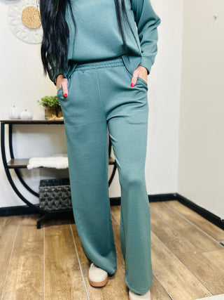 Scuba Crewneck Wide Leg Set Clover-Sets-Zenana-Motis & Co Boutique, Women's Fashion Boutique in Carthage, Missouri