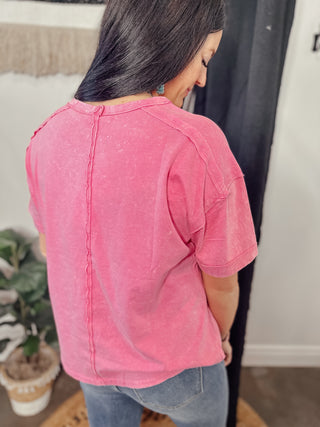 Keep It Simple Pocket Tee Pink-Short Sleeves-Very J-Motis & Co Boutique, Women's Fashion Boutique in Carthage, Missouri