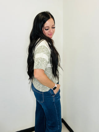 Norma Half Sleeve Olive Sweater-Short Sleeves-staccato-Motis & Co Boutique, Women's Fashion Boutique in Carthage, Missouri