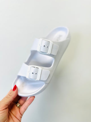 Hey Girl Corkys White Waterslide Sandal-Sandals-MOTIS-Motis & Co Boutique, Women's Fashion Boutique in Carthage, Missouri