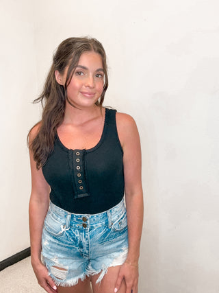 Pol Black Ribbed Tank Bodysuit-Tanks-MOTIS-Motis & Co Boutique, Women's Fashion Boutique in Carthage, Missouri
