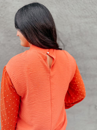 Oliva Orange Long Sleeved Top-Long Sleeves-MOTIS-Motis & Co Boutique, Women's Fashion Boutique in Carthage, Missouri