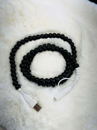 Black Beaded Phone Charger