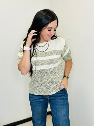 Norma Half Sleeve Olive Sweater-Short Sleeves-staccato-Motis & Co Boutique, Women's Fashion Boutique in Carthage, Missouri