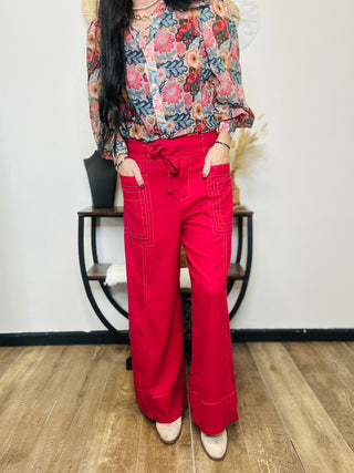 Jonah Wide Leg Linen Pants in Red-Pants-GiGiO-Motis & Co Boutique, Women's Fashion Boutique in Carthage, Missouri