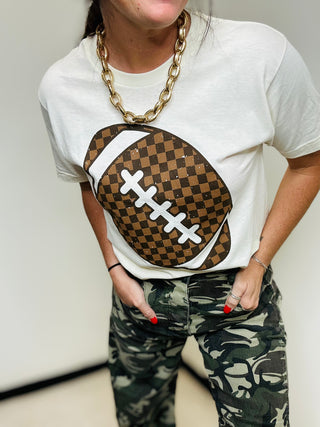 Checkered Football Game Day Graphic Tee-Graphic Tees-P&PD-Motis & Co Boutique, Women's Fashion Boutique in Carthage, Missouri