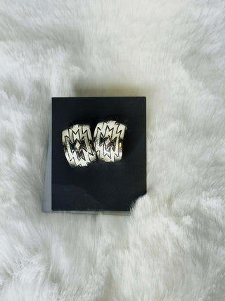 Tahe Etched Sterling Siver Hoop Earrings