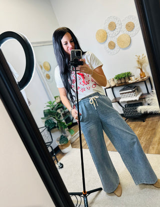 Arlo Denim Leopard Stripe Wide Leg Pants-Pants-Jodiful-Motis & Co Boutique, Women's Fashion Boutique in Carthage, Missouri