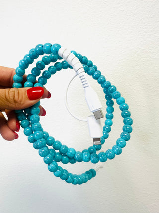 Turquoise Beaded Phone Charger-Phone Accessories-P&PD-Motis & Co Boutique, Women's Fashion Boutique in Carthage, Missouri