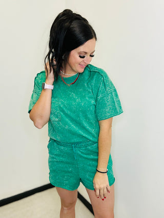 Mack Mineral Wash Knit Short Set Green-Sets-Very j-Motis & Co Boutique, Women's Fashion Boutique in Carthage, Missouri