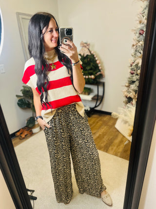 Lainey Red Stripe Short Sleeve Sweater-Short Sleeves-Jodifl-Motis & Co Boutique, Women's Fashion Boutique in Carthage, Missouri