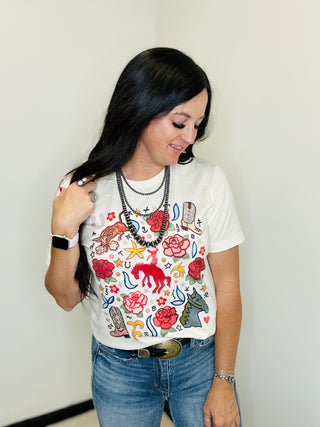Western Rose Ranch Graphic Tee XOXO Art Co-Graphic Tees-XOXO ART & Co-Motis & Co Boutique, Women's Fashion Boutique in Carthage, Missouri