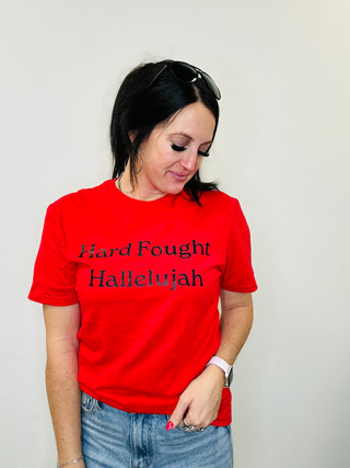 Hard Fought Red Graphic Tee-Graphic Tees-Motis & CO-Motis & Co Boutique, Women's Fashion Boutique in Carthage, Missouri