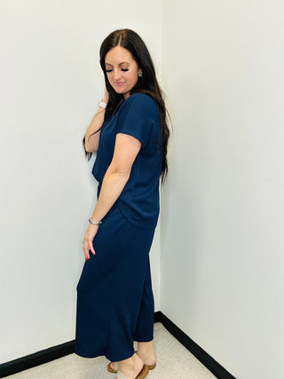 Palm Beach Navy Wide Leg Pant & Top Set-Sets-Dear Scarlett-Motis & Co Boutique, Women's Fashion Boutique in Carthage, Missouri