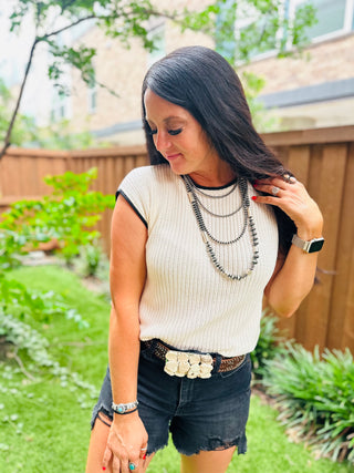 Shania Cream Short Sleeve Sweater Top-Sweaters-blu pepper-Motis & Co Boutique, Women's Fashion Boutique in Carthage, Missouri