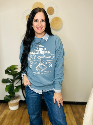 Cowboy Club Graphic Pullover-graphic Sweatshirt-Tres Bien-Motis & Co Boutique, Women's Fashion Boutique in Carthage, Missouri