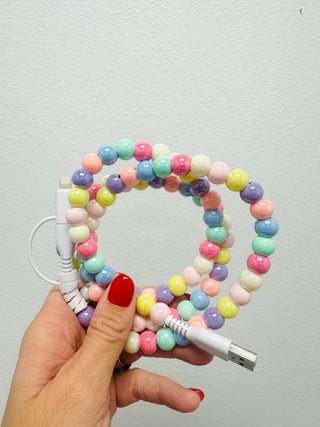 Pink Cotton Candy Beaded Phone Charger-Phone Accessories-P&PD-Motis & Co Boutique, Women's Fashion Boutique in Carthage, Missouri