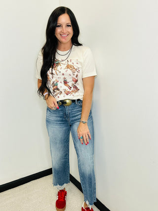 Cowboy Roundup Tan Graphic Tee XOXO Art Co-Graphic Tees-XOXO ART & Co-Motis & Co Boutique, Women's Fashion Boutique in Carthage, Missouri