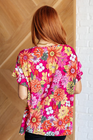 Flit About Floral Top in Pink-Tops-Ave Shops-Motis & Co Boutique, Women's Fashion Boutique in Carthage, Missouri