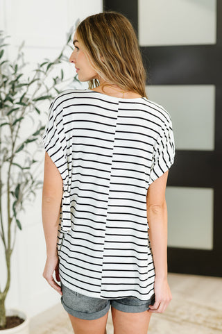 All Lined Up Dolman Sleeve Top in Black Ivory-Blouses-Ave Shops-Motis & Co Boutique, Women's Fashion Boutique in Carthage, Missouri
