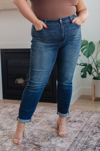 Amber Cuffed Slim Fit Dark Wash Jeans-jeans-Ave Shops-Motis & Co Boutique, Women's Fashion Boutique in Carthage, Missouri