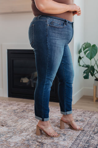 Amber Cuffed Slim Fit Dark Wash Jeans-jeans-Ave Shops-Motis & Co Boutique, Women's Fashion Boutique in Carthage, Missouri