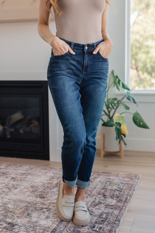 Amber Cuffed Slim Fit Dark Wash Jeans-jeans-Ave Shops-Motis & Co Boutique, Women's Fashion Boutique in Carthage, Missouri