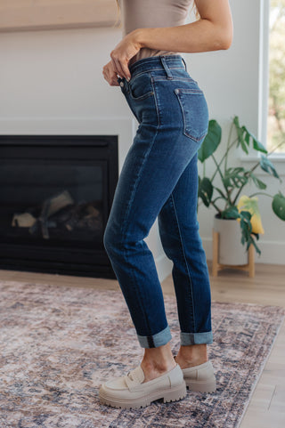 Amber Cuffed Slim Fit Dark Wash Jeans-jeans-Ave Shops-Motis & Co Boutique, Women's Fashion Boutique in Carthage, Missouri