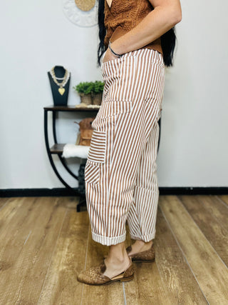 Stripe Patchwork Cropped Barrel Pants - Silas-Pants-Anniewear-Motis & Co Boutique, Women's Fashion Boutique in Carthage, Missouri