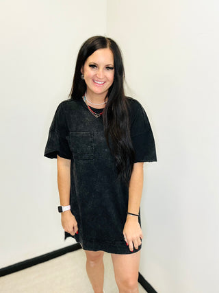 Gabby Vintage Washed Shift Dress Black-Dresses-Very J-Motis & Co Boutique, Women's Fashion Boutique in Carthage, Missouri