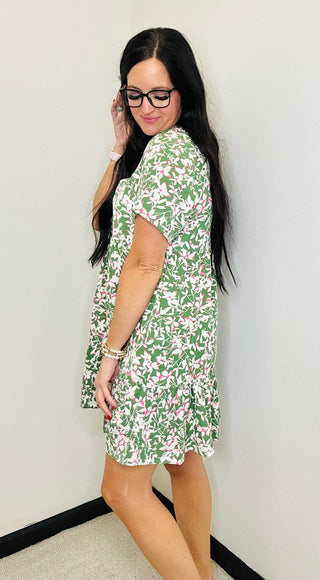 Tammi Tiered Floral Dress Green-dress-staccato-Motis & Co Boutique, Women's Fashion Boutique in Carthage, Missouri