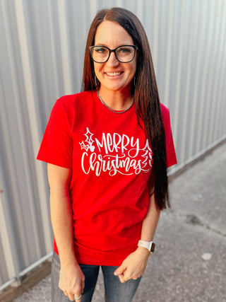 Red Merry Christmas Tee-Graphic Tees-rc-Motis & Co Boutique, Women's Fashion Boutique in Carthage, Missouri