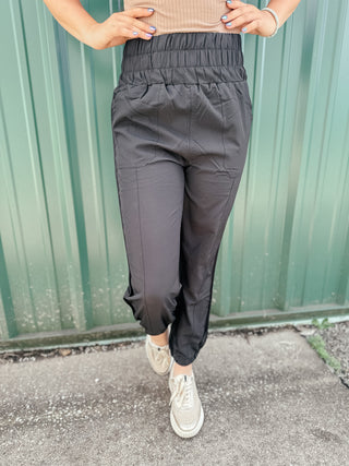 Joey High Waisted Black Jogger Pants-Joggers-Very J-Motis & Co Boutique, Women's Fashion Boutique in Carthage, Missouri