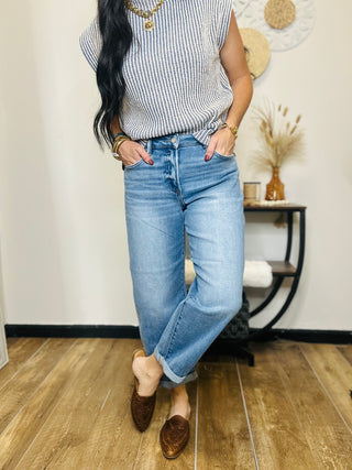 Jude Crop Mild Barrel Risen Jeans-Jeans-Risen-Motis & Co Boutique, Women's Fashion Boutique in Carthage, Missouri