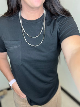 Handy As A Pocket Tee Black-Short Sleeves-2 Fly-Motis & Co Boutique, Women's Fashion Boutique in Carthage, Missouri