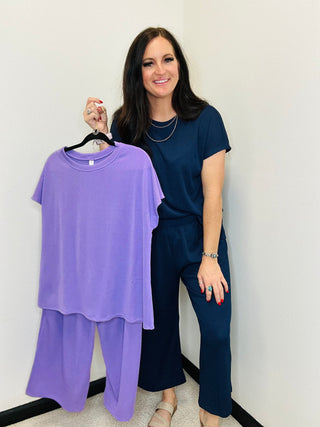 Palm Beach Navy Wide Leg Pant & Top Set-Sets-Dear Scarlett-Motis & Co Boutique, Women's Fashion Boutique in Carthage, Missouri