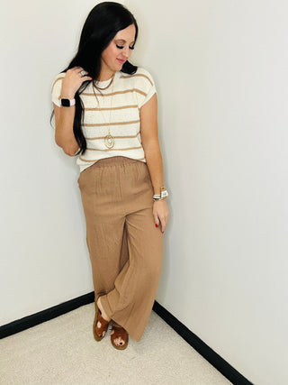 Toby Taupe Wide Leg Lined Pants-pants-staccato-Motis & Co Boutique, Women's Fashion Boutique in Carthage, Missouri