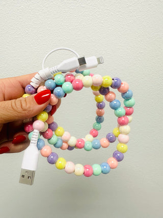 Pink Cotton Candy Beaded Phone Charger-Phone Accessories-P&PD-Motis & Co Boutique, Women's Fashion Boutique in Carthage, Missouri