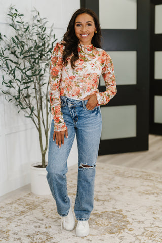 Barely Behaving Floral Print Layering Top in Coral-Blouses-Ave Shops-Motis & Co Boutique, Women's Fashion Boutique in Carthage, Missouri
