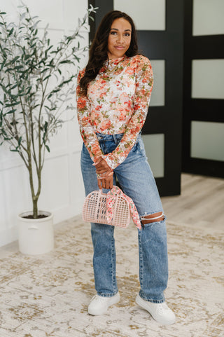 Barely Behaving Floral Print Layering Top in Coral-Blouses-Ave Shops-Motis & Co Boutique, Women's Fashion Boutique in Carthage, Missouri
