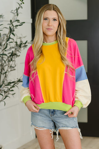 Blockbuster Color Block Pullover in Bright-sweatshirts-Ave Shops-Motis & Co Boutique, Women's Fashion Boutique in Carthage, Missouri