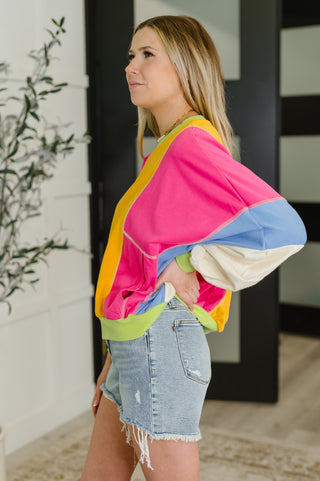 Blockbuster Color Block Pullover in Bright-sweatshirts-Ave Shops-Motis & Co Boutique, Women's Fashion Boutique in Carthage, Missouri