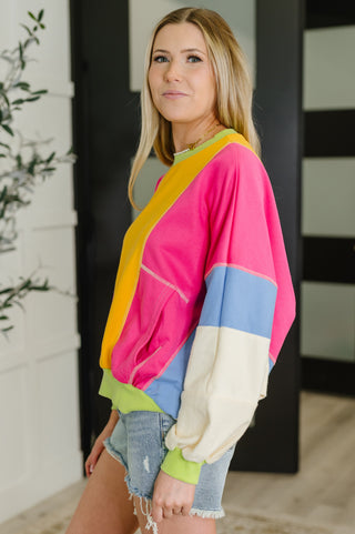 Blockbuster Color Block Pullover in Bright-sweatshirts-Ave Shops-Motis & Co Boutique, Women's Fashion Boutique in Carthage, Missouri