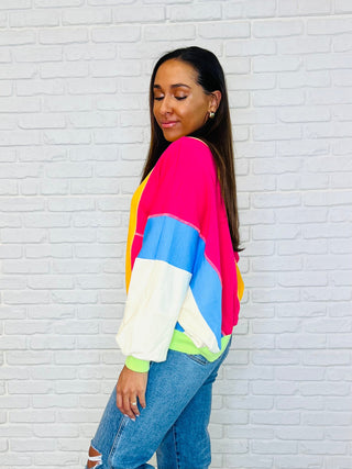 Blockbuster Color Block Pullover in Bright-sweatshirts-Ave Shops-Motis & Co Boutique, Women's Fashion Boutique in Carthage, Missouri