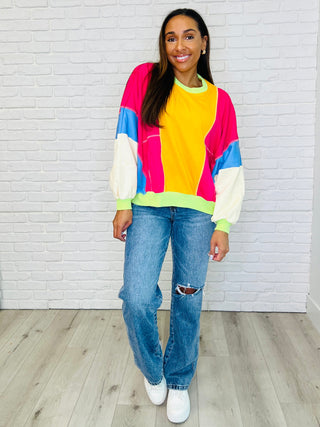 Blockbuster Color Block Pullover in Bright-sweatshirts-Ave Shops-Motis & Co Boutique, Women's Fashion Boutique in Carthage, Missouri