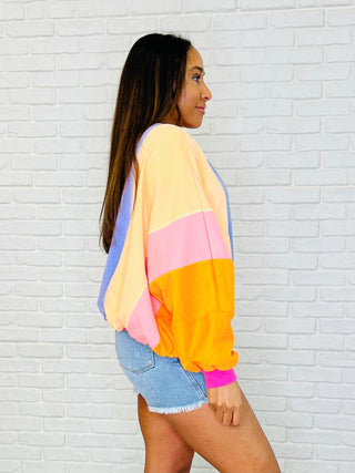 Blockbuster Color Block Pullover in Muted-Pullovers-Ave Shops-Motis & Co Boutique, Women's Fashion Boutique in Carthage, Missouri
